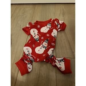 Pajamas XS Puppy Dog Red Christmas Snowmen Cotton Stretch Holiday Xmas